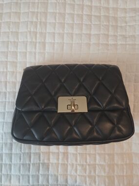kate spade Black Quilted Leather Crossbody with Gold-Tone Turn Lock